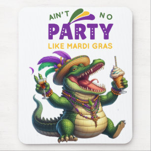 Happy Mardi Gras Alligator Mouse Mat