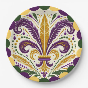 Happy Mardi Gras Alligator Paper Plate