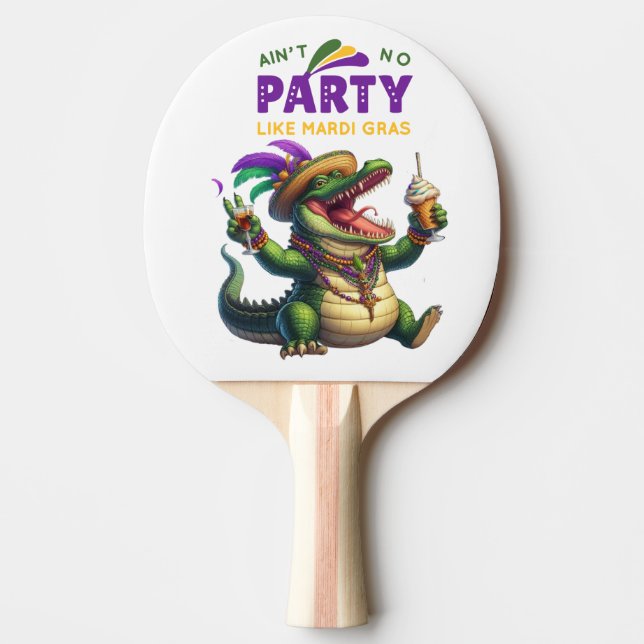 Happy Mardi Gras alligator Ping Pong Paddle (Front)