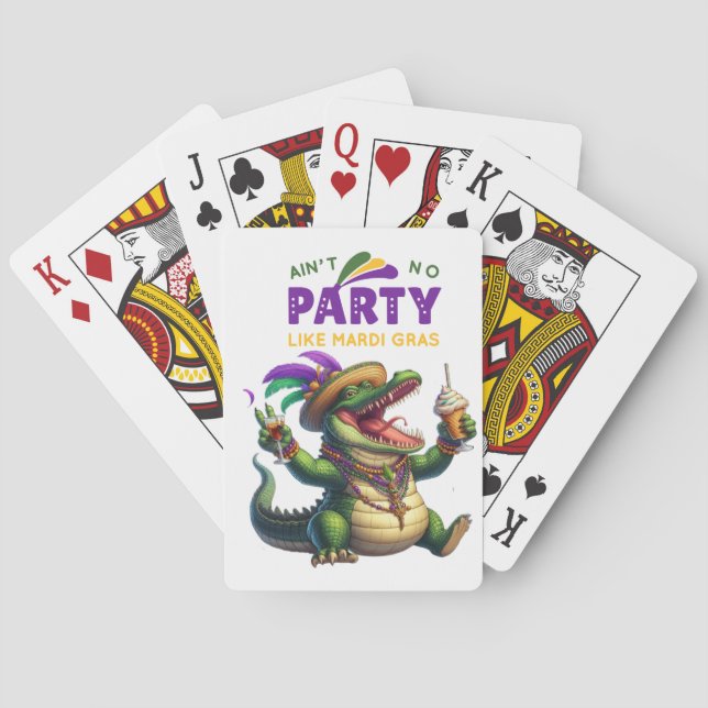 Happy Mardi Gras Alligator Playing Cards (Back)