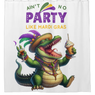 Happy Mardi Gras Alligator Shower Curtain