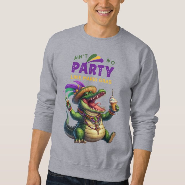 Happy Mardi Gras Alligator Sweatshirt (Front)
