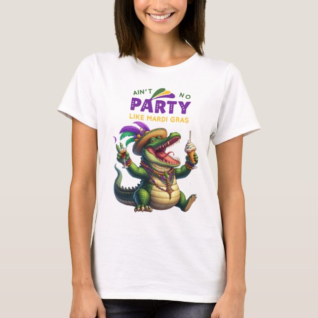 Happy Mardi Gras Alligator T-Shirt (Front)