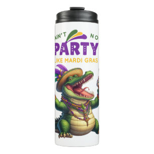 Happy Mardi Gras Alligator Thermal Tumbler