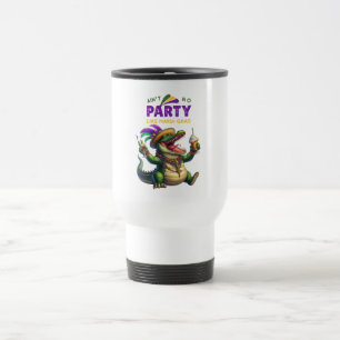 Happy Mardi Gras Alligator Travel Mug