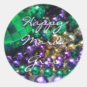 Happy Mardi Gras Bead Throws Custom Round Seals