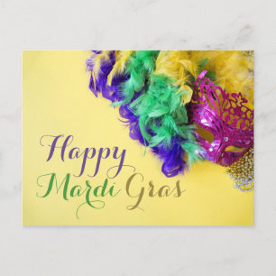 Happy Mardi Gras Beads Mask Postcard