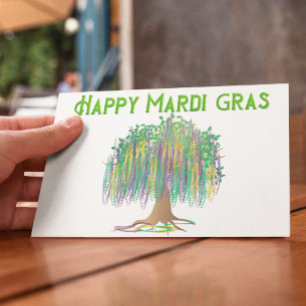 Happy Mardi Gras Beads Tree Postcard
