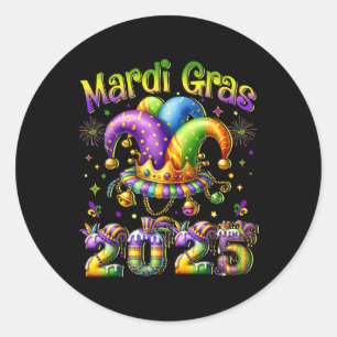 Happy Mardi Gras Carnival 2025 Mardi Gras Jester O Classic Round Sticker