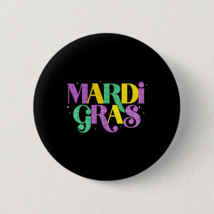Happy Mardi Gras Carnival Fat Tuesday Fleur De Lis 6 Cm Round Badge