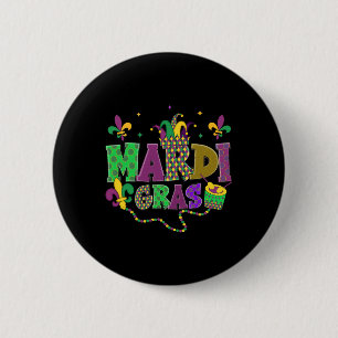 Happy Mardi Gras Carnival Fat Tuesday Fleur De Lis 6 Cm Round Badge