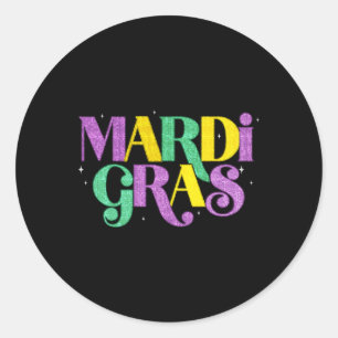 Happy Mardi Gras Carnival Fat Tuesday Fleur De Lis Classic Round Sticker