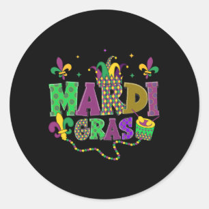 Happy Mardi Gras Carnival Fat Tuesday Fleur De Lis Classic Round Sticker