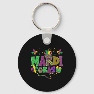 Happy Mardi Gras Carnival Fat Tuesday Fleur De Lis Key Ring