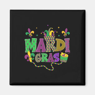 Happy Mardi Gras Carnival Fat Tuesday Fleur De Lis Magnet