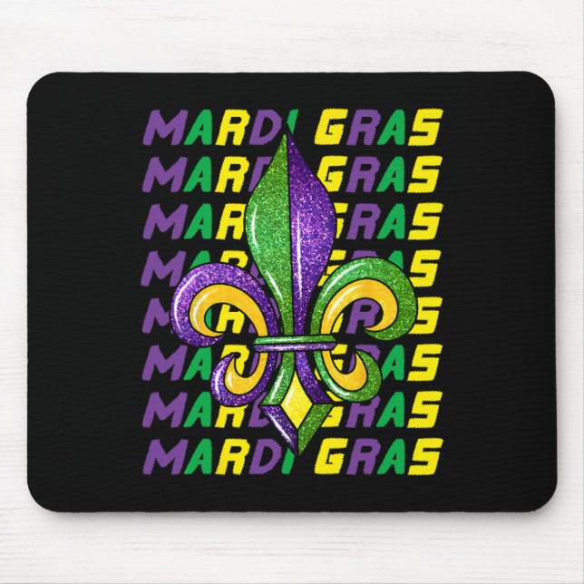 Happy Mardi Gras Carnival Fat Tuesday Fleur De Lis Mouse Mat (Front)