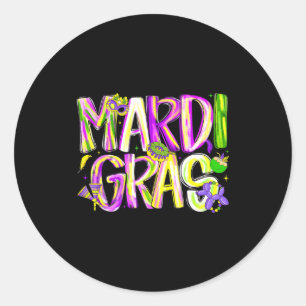 Happy Mardi Gras Carnival Fat Tuesday Men Women Ki Classic Round Sticker
