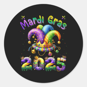 Happy Mardi Gras Carnival Mardi Gras 2025 Jester O Classic Round Sticker
