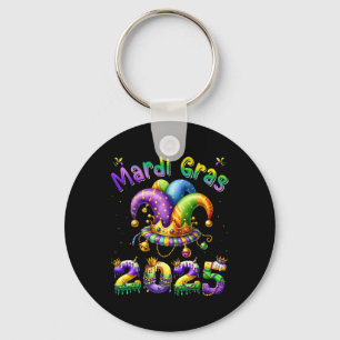 Happy Mardi Gras Carnival Mardi Gras 2025 Jester O Key Ring