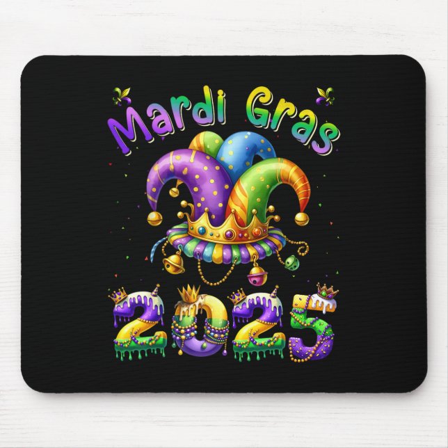 Happy Mardi Gras Carnival Mardi Gras 2025 Jester O Mouse Mat (Front)