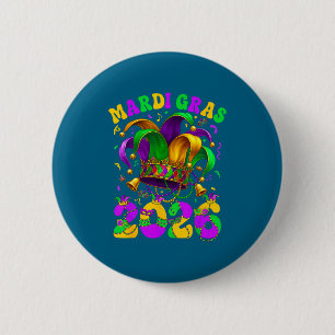 Happy Mardi Gras Carnival Mardi Gras 2026 Jester M 6 Cm Round Badge