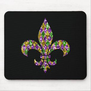 Happy Mardi Gras Carnival New Orleans Fleur De Lis Mouse Mat