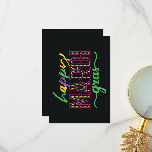 Happy Mardi Gras Customise Wishing  Thank You Card (Front/Back In Situ)