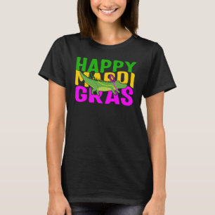 Happy Mardi Gras Cute Alligator With Beads Party F T-Shirt