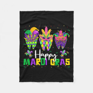 Happy Mardi Gras Dental Squad Dentist Teeth Carniv Fleece Blanket