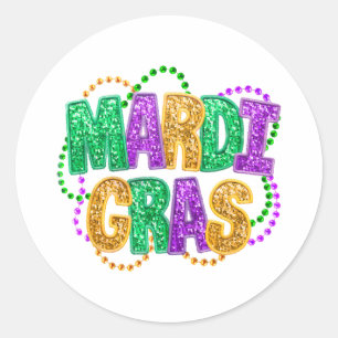 Happy Mardi Gras Fat Tuesday Carnival Festival Par Classic Round Sticker