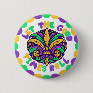 Happy Mardi Gras  fleur-de-lis  6 Cm Round Badge