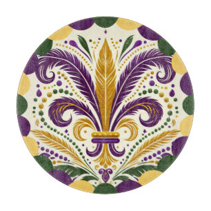 Happy Mardi Gras  fleur-de-lis  Cutting Board