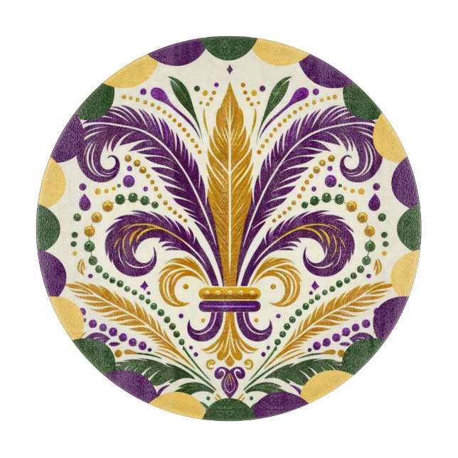 Happy Mardi Gras  fleur-de-lis  Cutting Board (Front)