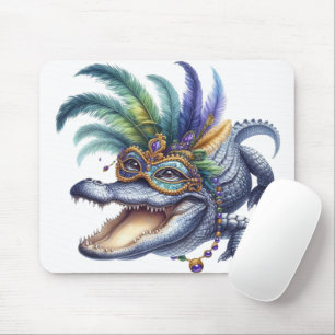 HAPPY MARDI GRAS INSPIRED ALLIGATOR MOUSE MAT