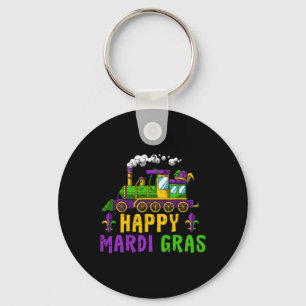 Happy Mardi Gras Jester Train Carnival Parade Part Key Ring