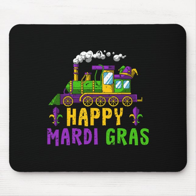 Happy Mardi Gras Jester Train Carnival Parade Part Mouse Mat (Front)