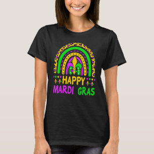 Happy Mardi Gras Leopard Rainbow Mardi Gras Carniv T-Shirt