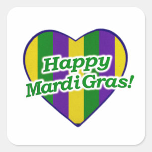 Happy Mardi Gras Logo Square Sticker