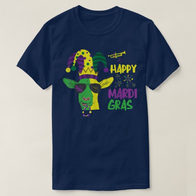 Happy Mardi Gras Party Goat Costume Carnival Holid T-Shirt (Design Front)