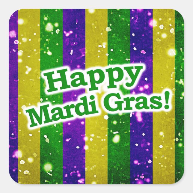Happy Mardi Gras Poster Square Sticker (Front)