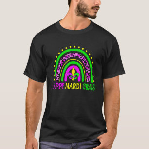 Happy Mardi Gras Rainbow Leopard Funny Carnivals P T-Shirt