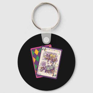 Happy Mardi Gras Tarot Card Louisiana Mardi Gras Q Key Ring