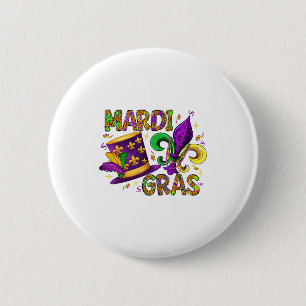 Happy Mardi Gras Top Hat Carnival New Orleans Fleu 6 Cm Round Badge