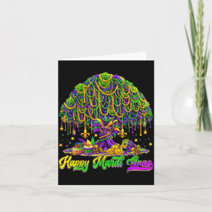 Happy Mardi Gras Tree Beads Mask Carnival New Orle Card