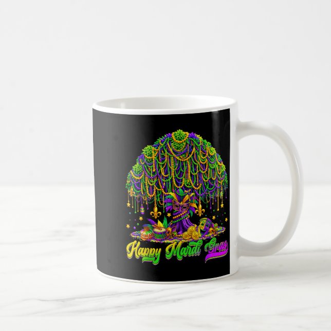 Happy Mardi Gras Tree Beads Mask Carnival New Orle Coffee Mug (Right)