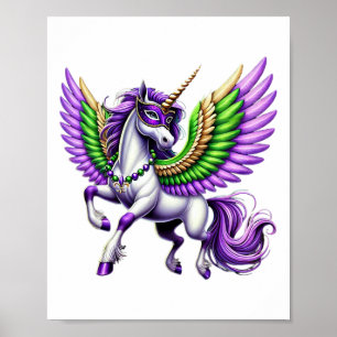 Happy Mardi Gras Unicorn Mask New Orleans Girls Poster