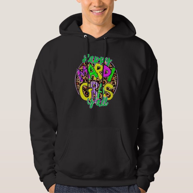 Happy Mardi Gras Y’all Leopard New Orleans Festiva Hoodie (Front)