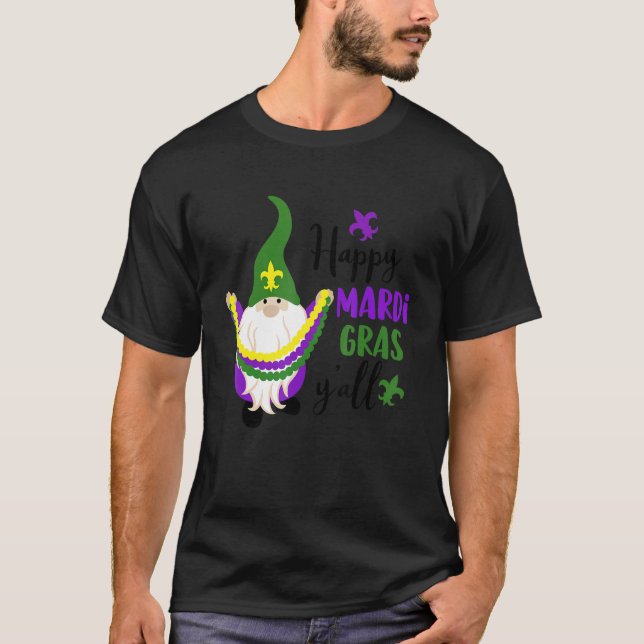 Happy Mardi Gras Yall Gnome Mardi Gras 2023 Beads  T-Shirt (Front)