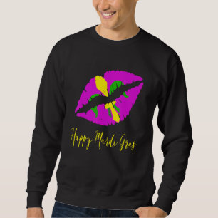 Happy Mardi Grass Purple Lipstick Fleur De Lis Col Sweatshirt