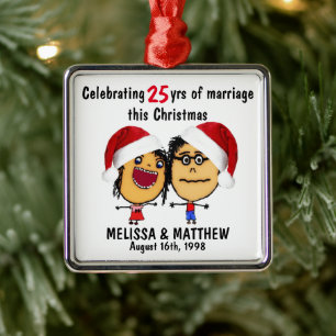 Happy Marriage Christmas Cartoon Metal Tree Decoration